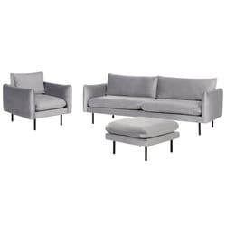 Living Room Set VINTERBRO Velvet Grey with Ottoman 5 Seater