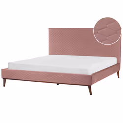 Bed Velvet BAYONNE 180 x 200 cm (EU Super King) Pink