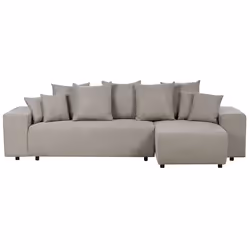 Corner Sofa Bed LUSPA Fabric Taupe with Storage 3 Seater Left Hand