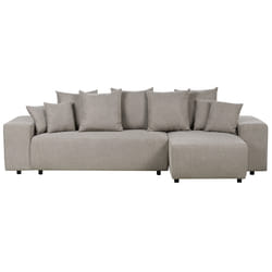 Corner Sofa Bed LUSPA Fabric Taupe with Storage 3 Seater Left Hand