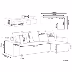 Corner Sofa Bed LUSPA Fabric Taupe with Storage 3 Seater Left Hand
