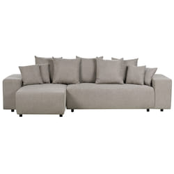 Corner Sofa Bed LUSPA Fabric Taupe with Storage 3 Seater Right Hand