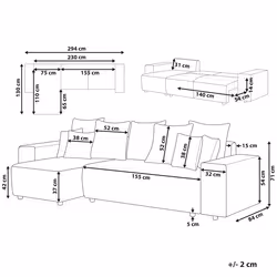 Corner Sofa Bed LUSPA Fabric Taupe with Storage 3 Seater Right Hand