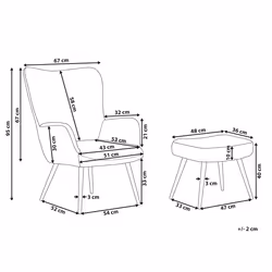 Wingback Chair VEJLE with Footstool Boucle Off-White