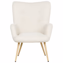 Wingback Chair VEJLE with Footstool Boucle Off-White - Additional view 4