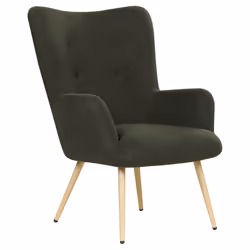 Wingback Chair VEJLE with Footstool Boucle Dark Green