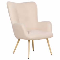 Wingback Chair VEJLE with Footstool Boucle Beige