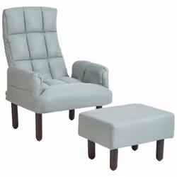 Recliner Chair OLAND with Footstool Faux Linen Mint Green
