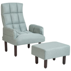 Recliner Chair OLAND with Footstool Faux Linen Mint Green