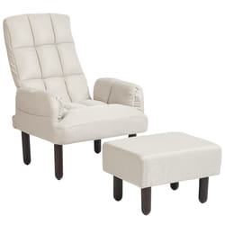 Recliner Chair OLAND with Footstool Faux Linen Light Beige