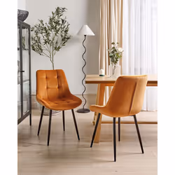 Set of 2 Dining Chairs MELROSE Velvet Orange - Additional view 4