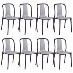 Set of 8 Garden Chairs SPEZIA Grey