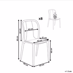 Set of 8 Garden Chairs SPEZIA Grey