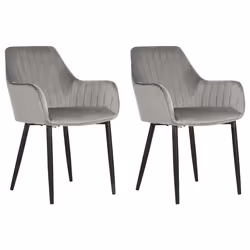 Set of 2 Dining Chairs WELLSTON Velvet Dark Grey
