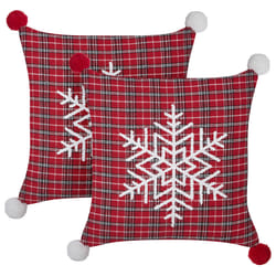 Set of 2 Decorative Cushions LONICERA 45 x 45 cm Red Christmas Pattern