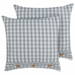 Set of 2 Decorative Cushions TALYA 45 x 45 cm Mint Green Checked