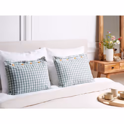 Set of 2 Decorative Cushions TALYA 40 x 60 cm Mint Green Checked