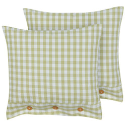 Set of 2 Decorative Cushions TALYA 45 x 45 cm Olive Green Checked