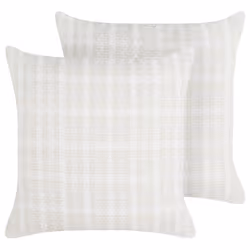 Set of 2 Decorative Cushions DOURIS 45 x 45 cm Light Beige Checked