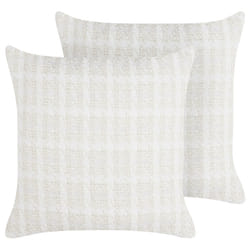 Set of 2 Decorative Cushions DOURIS 45 x 45 cm Light Beige Checked