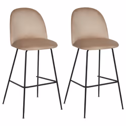 Set of 2 Bar Chairs ARCOLA Velvet Taupe