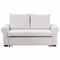 Sofa Bed SILDA Fabric Light Beige 2 Seater