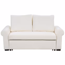 Sofa Bed SILDA Fabric White 2 Seater