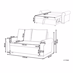 Sofa Bed SILDA Fabric White 2 Seater