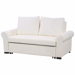 Sofa Bed SILDA Fabric White 2 Seater