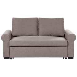 Sofa Bed SILDA Fabric Light Brown 2 Seater