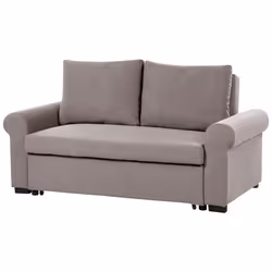 Sofa Bed SILDA Fabric Light Brown 2 Seater