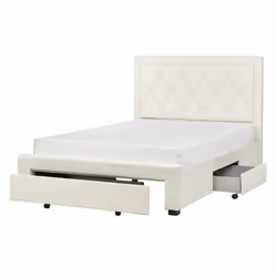 Bed with Storage Drawers Velvet LIEVIN 140 x 200 cm (EU Double) Light Beige