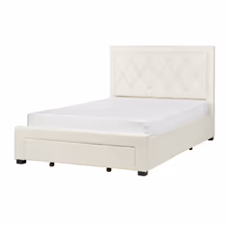 Bed with Storage Drawers Velvet LIEVIN 140 x 200 cm (EU Double) Light Beige