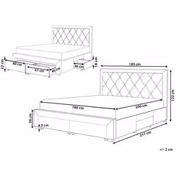 Bed with Storage Drawers Velvet LIEVIN 180 x 200 cm (EU Super King) Light Beige