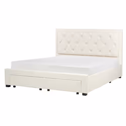 Bed with Storage Drawers Velvet LIEVIN 180 x 200 cm (EU Super King) Light Beige