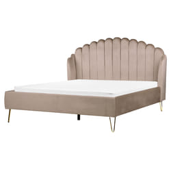 Bed Velvet AMBILLOU 160 x 200 cm (EU King Size) Taupe