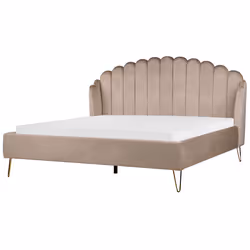 Bed Velvet AMBILLOU 180 x 200 cm (EU Super King) Taupe