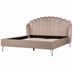 Bed Velvet AMBILLOU 180 x 200 cm (EU Super King) Taupe