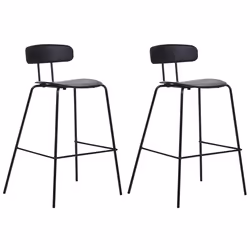 Set of 2 Bar Chairs SIBLEY Black