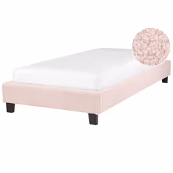 Bed without Headboard Boucle ROANNE 90 x 200 cm (EU Single) Pastel Pink