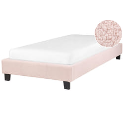 Bed without Headboard Boucle ROANNE 90 x 200 cm (EU Single) Pastel Pink