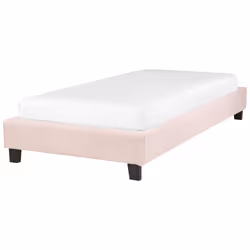 Bed without Headboard Boucle ROANNE 90 x 200 cm (EU Single) Pastel Pink