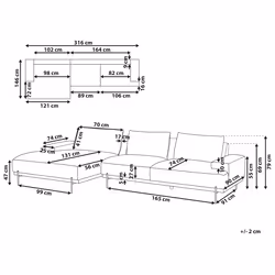 Corner Sofa MARIFERD Fabric Light Beige 3 Seater Right Hand - Additional view 4