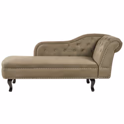 Right Hand Chaise Lounge NIMES Velvet Olive Green