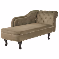 Right Hand Chaise Lounge NIMES Velvet Olive Green
