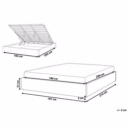 Ottoman Bed Fabric DINAN 180 x 200 cm (EU Super King) Light Beige