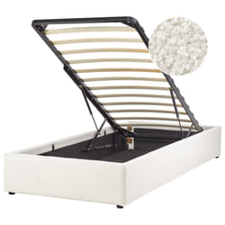 Boucle EU Single Size Ottoman Bed Off-White DINAN