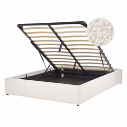 Ottoman Bed Boucle DINAN 140 x 200 cm (EU Double) Off-White