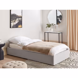 Fabric EU Single Size Ottoman Bed Light Grey DINAN
