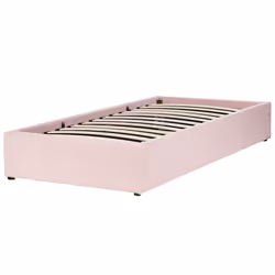Boucle EU Single Size Ottoman Bed Pink DINAN - Additional view 4